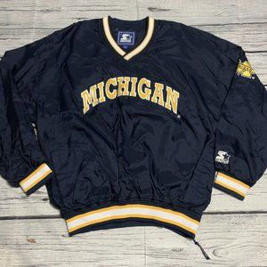 Vintage Michigan Wolverines Football Varsity Starter Pullover Windbreaker Sz XL